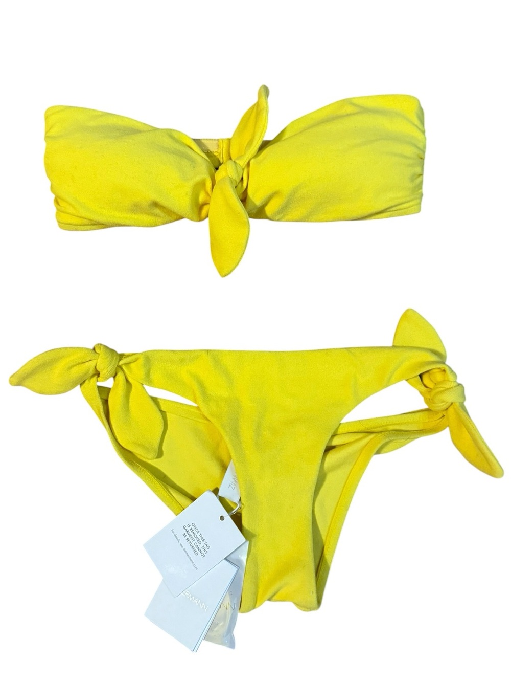 Zimmermann Soft Terry Yellow Tie Front Bandeau Bikini Set Size 2 US 12 NWT - Picture 2 of 6